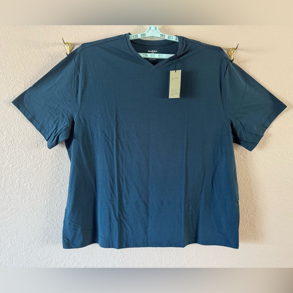 NWT Goodfellow & Co Everywhere Tee Shirt 4XLT V-Neck Big And Tall Marine Blue